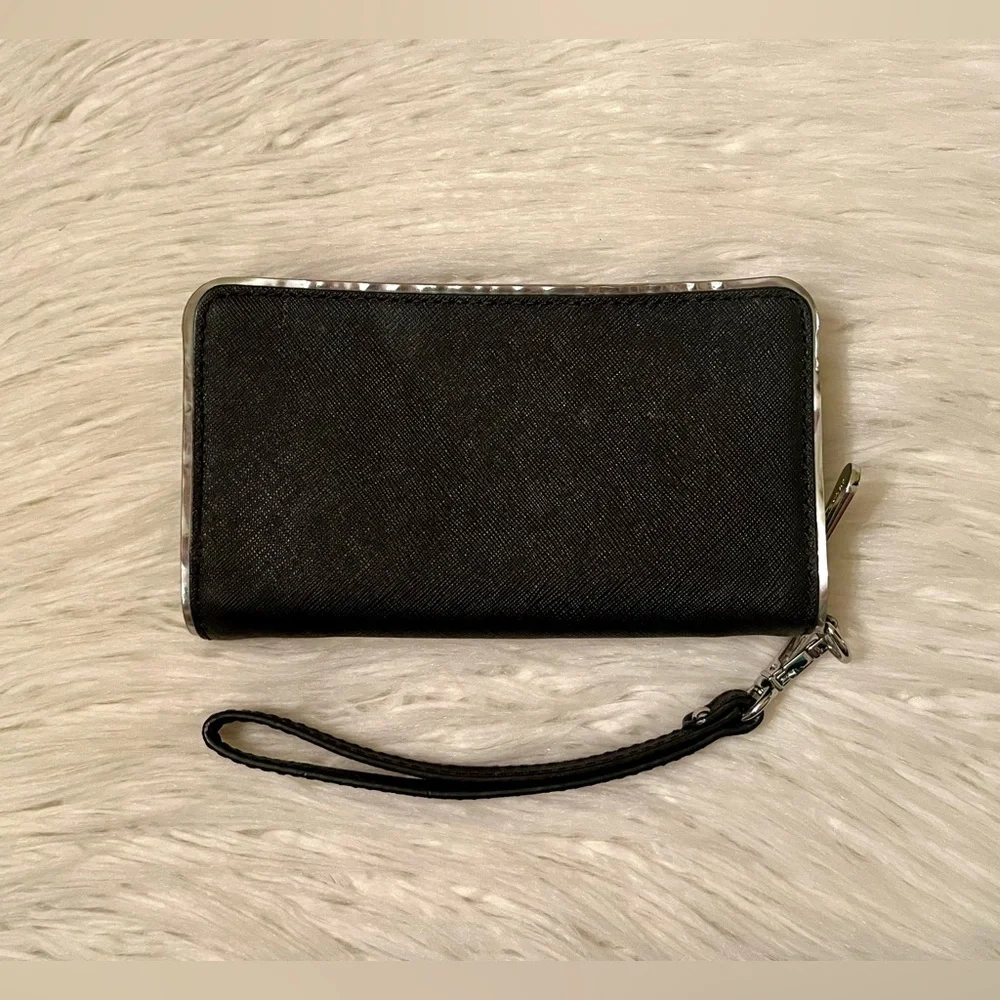 MICHAEL KORS Specchio Saffiano Leather Jet Set Travel Wallet Wristlet Med Black - Picture 2 of 6